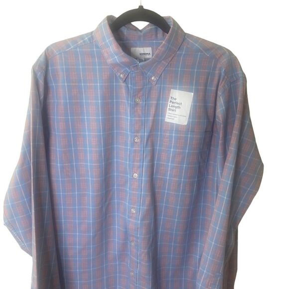 Sonoma Plaid Button Down Shirt Sz L - Picture 2 of 9